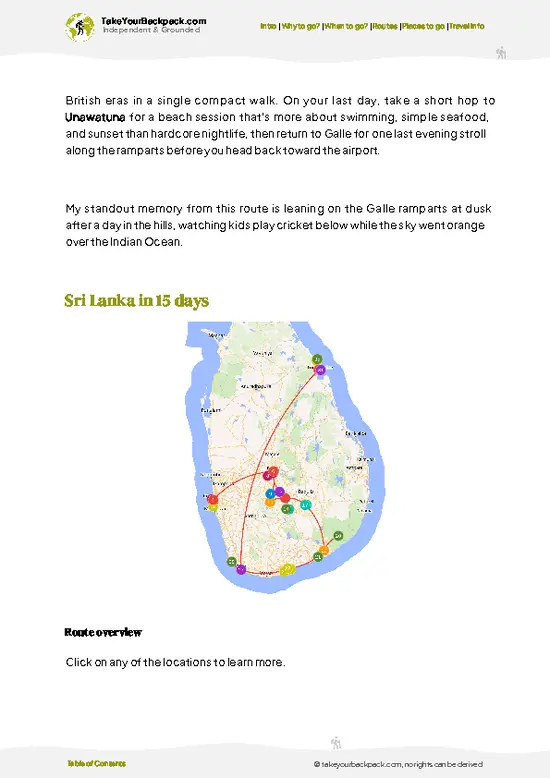 example page 4 from our offline Travel Guide for Sri Lanka